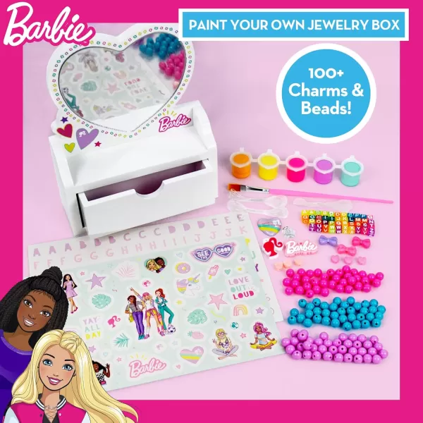 imageBarbie Paint Your Own Jewelry Box Customize A HeartShaped Vanity ampamp Jewelry Box with Acrylic Paints Create 5 Pieces of Jewelry 100 Charms ampamp Beads Bead Kit for Kids Ages 5 6 7 8