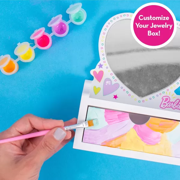 imageBarbie Paint Your Own Jewelry Box Customize A HeartShaped Vanity ampamp Jewelry Box with Acrylic Paints Create 5 Pieces of Jewelry 100 Charms ampamp Beads Bead Kit for Kids Ages 5 6 7 8