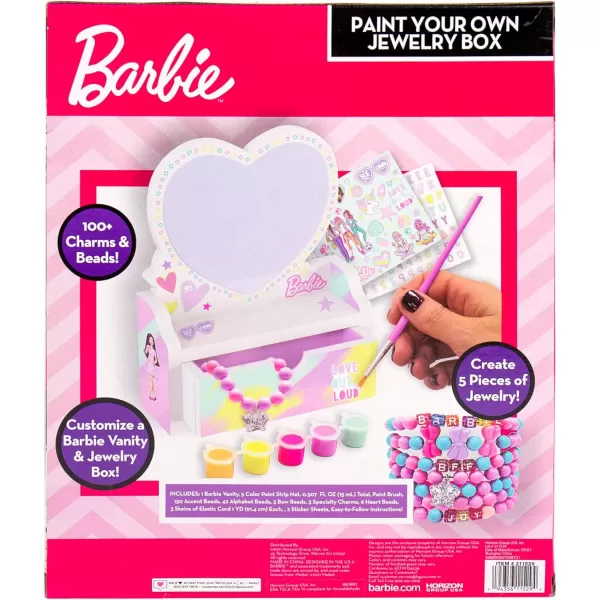 imageBarbie Paint Your Own Jewelry Box Customize A HeartShaped Vanity ampamp Jewelry Box with Acrylic Paints Create 5 Pieces of Jewelry 100 Charms ampamp Beads Bead Kit for Kids Ages 5 6 7 8