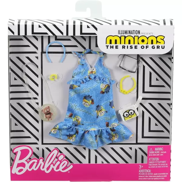 imageBarbie Storytelling Fashion Pack of Doll Clothes Inspired by Minions Denim Dress and 6 Accessories Dolls Gift for 3 to 8 Year Olds