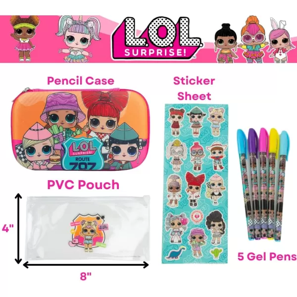 imageInnovative Designs Barbie Pencil Case Set with Stickers and Gel Pens for Kids Molded with Zip Closure PinkLOL Surprise