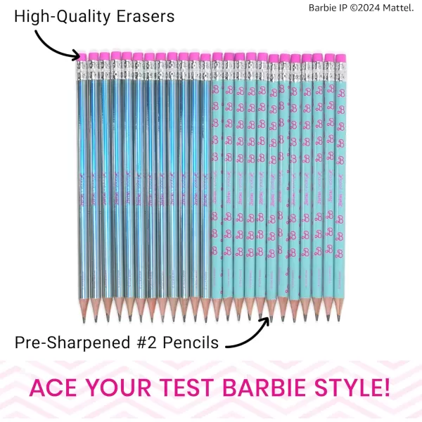 imageYoobi Barbie X 2 Pencils  PreSharpened Pencils with Pink Erasers in Cute Pastel ampamp Metallic Colors with the Iconic Barbie Logo  Fun School ampamp Office Supplies for Kids ampamp Adults  2 Packs of 24Barbie