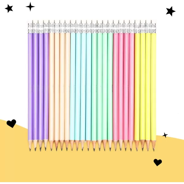 imageYoobi Barbie X 2 Pencils  PreSharpened Pencils with Pink Erasers in Cute Pastel ampamp Metallic Colors with the Iconic Barbie Logo  Fun School ampamp Office Supplies for Kids ampamp Adults  2 Packs of 24Multiple Pastels