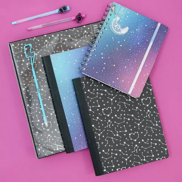 imageYoobi Barbie X College Ruled Composition Notebook Set  3Pack of Kids 1 Subject Notebooks Allover Print Designs  100 Sheets Each For School Office ampamp Home  975 x 75Checker  Palm  Constellation