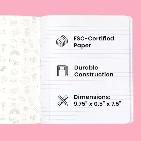 imageYoobi Barbie X College Ruled Composition Notebook Set  3Pack of Kids 1 Subject Notebooks Allover Print Designs  100 Sheets Each For School Office ampamp Home  975 x 75Rainbow  Frenchie  Panda