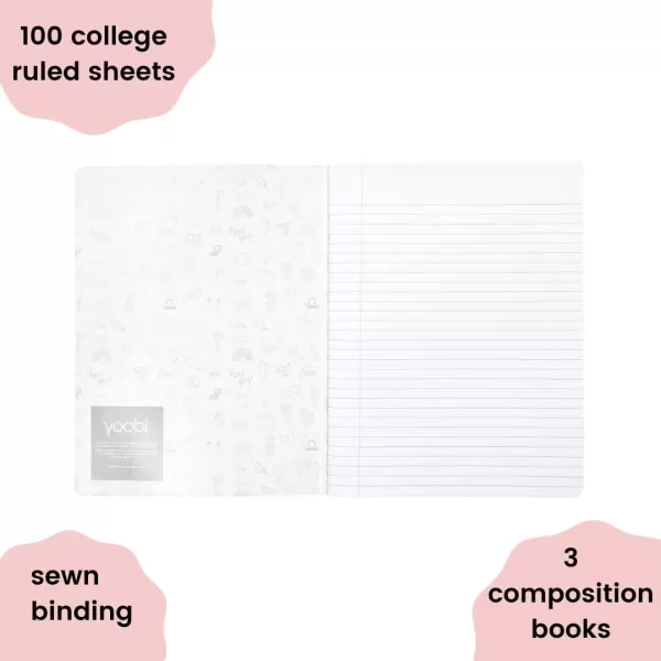 imageYoobi Barbie X College Ruled Composition Notebook Set  3Pack of Kids 1 Subject Notebooks Allover Print Designs  100 Sheets Each For School Office ampamp Home  975 x 75Tie Dye  Palm  Constellation