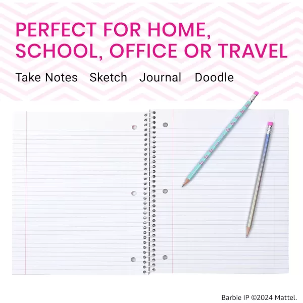 imageYoobi Barbie X College Ruled Spiral Notebook Set  3Pack of 1 Subject Notebooks Pink Blue ampamp Peach Barbie Designs  100 Perforated 3Hole Punched Sheets For School Office ampamp Home  105 x 8Barbie