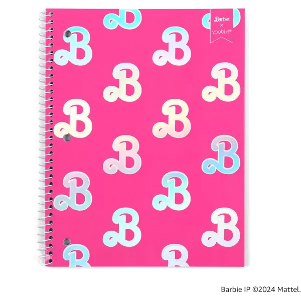 imageYoobi Barbie X College Ruled Spiral Notebook Set  3Pack of 1 Subject Notebooks Pink Blue ampamp Peach Barbie Designs  100 Perforated 3Hole Punched Sheets For School Office ampamp Home  105 x 8Barbie