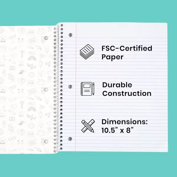 imageYoobi Barbie X College Ruled Spiral Notebook Set  3Pack of 1 Subject Notebooks Pink Blue ampamp Peach Barbie Designs  100 Perforated 3Hole Punched Sheets For School Office ampamp Home  105 x 8Blush Marble