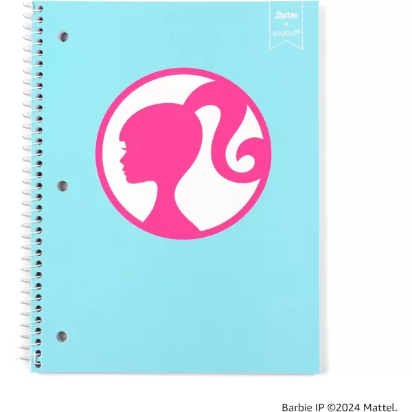 imageYoobi Barbie X College Ruled Spiral Notebook Set  3Pack of 1 Subject Notebooks Pink Blue ampamp Peach Barbie Designs  100 Perforated 3Hole Punched Sheets For School Office ampamp Home  105 x 8Barbie