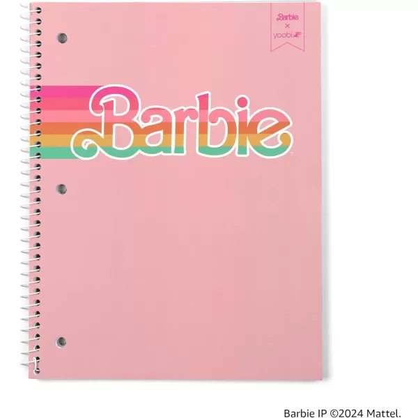 imageYoobi Barbie X College Ruled Spiral Notebook Set  3Pack of 1 Subject Notebooks Pink Blue ampamp Peach Barbie Designs  100 Perforated 3Hole Punched Sheets For School Office ampamp Home  105 x 8Barbie