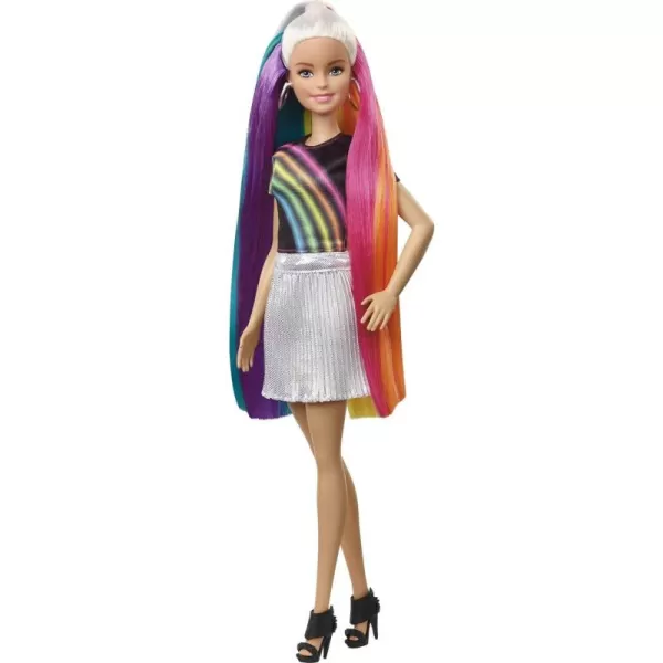 imageBarbie Doll Rainbow Sparkle Hair with Extra Long 75Inch Blonde Rainbow Hair Sparkle Gel ampamp Comb with Styling AccessoriesBlonde