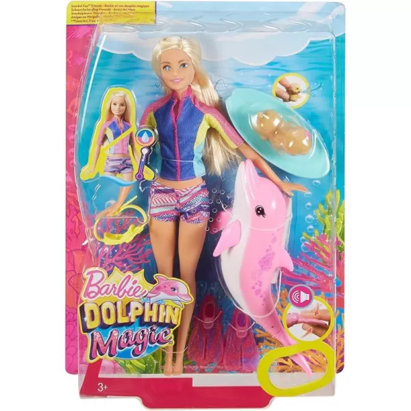 imageBarbie Doll with ColorChange Top Puppy Squirt Toy and Dolphin with Sounds