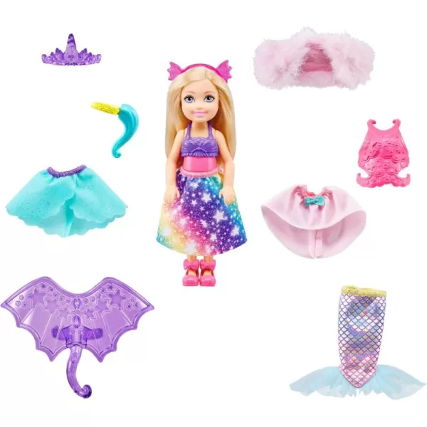 imageBarbie Dreamtopia Chelsea Doll ampamp DressUp Set with 12 Fantasy Fashions ampamp Accessories Themed to Royals Mermaids Unicorns ampamp Dragons