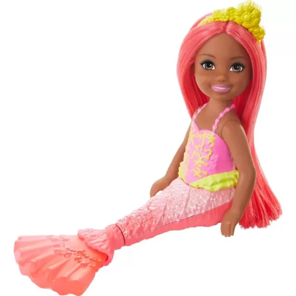 imageBarbie Dreamtopia Chelsea Mermaid Doll with Teal Hair ampamp Tail Royal Headband Accessory Small Doll Bends at WaistCoral