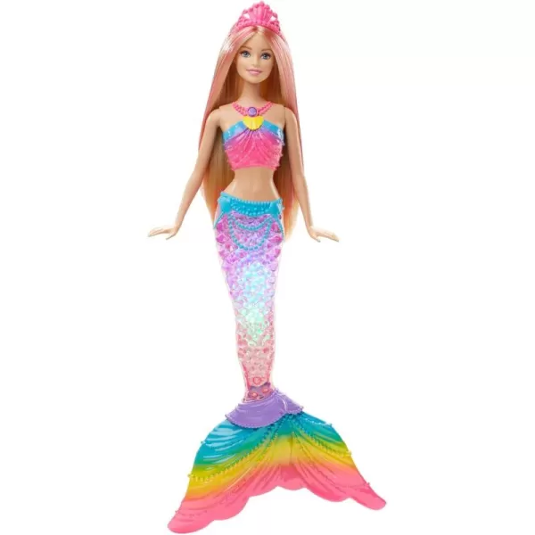 imageBarbie Dreamtopia Doll Rainbow Lights Mermaid with Glimmering Light Up Rainbow Tail Tiara and Blonde HairTwinkle Lights