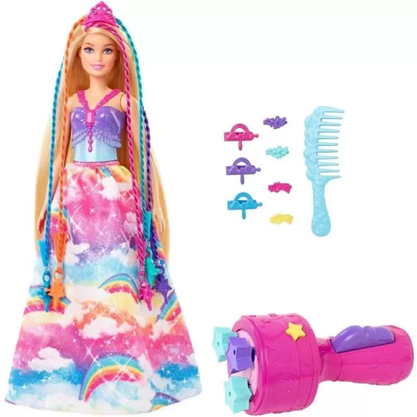 imageBarbie Dreamtopia Twist n Style Princess Hairstyling Doll 115in Blonde with Rainbow Hair Extensions ampamp Accessories Gift for 3 to 7 Year OldsMixed