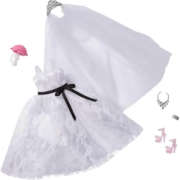 imageBarbie Fashion Pack Bridal Outfit Doll with Wedding Dress Veil Shoes Necklace Bracelet ampamp Bouquet Gift for Kids 3 to 8 Years Old