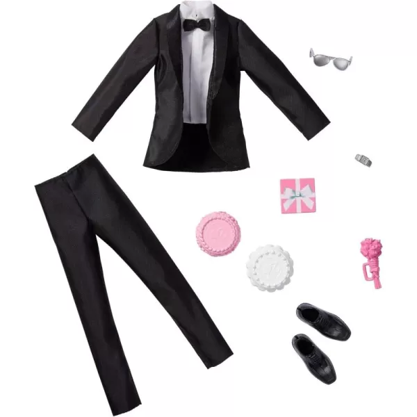 imageBarbie Fashion Pack Bridal Outfit for Ken Doll with Tuxedo Shoes Watch Gift Wedding Cake with Tray ampamp Bouquet Gift for Kids 3 to 8 Years Old