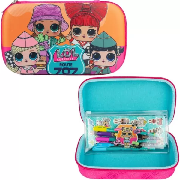 imageInnovative Designs Barbie Pencil Case Set with Stickers and Gel Pens for Kids Molded with Zip Closure PinkLOL Surprise