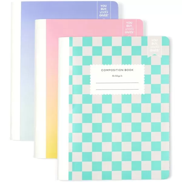 imageYoobi Barbie X College Ruled Composition Notebook Set  3Pack of Kids 1 Subject Notebooks Allover Print Designs  100 Sheets Each For School Office ampamp Home  975 x 75Teal Checkers  Sunset Ombre  Purple Ombre