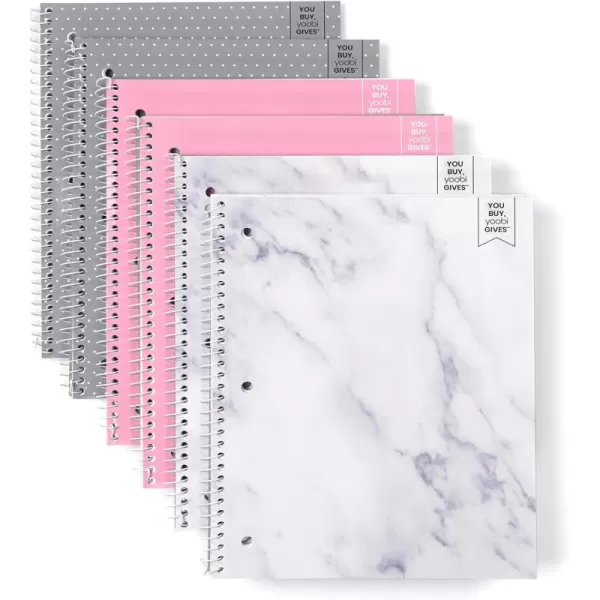 imageYoobi Barbie X College Ruled Spiral Notebook Set  3Pack of 1 Subject Notebooks Pink Blue ampamp Peach Barbie Designs  100 Perforated 3Hole Punched Sheets For School Office ampamp Home  105 x 8Blush Marble