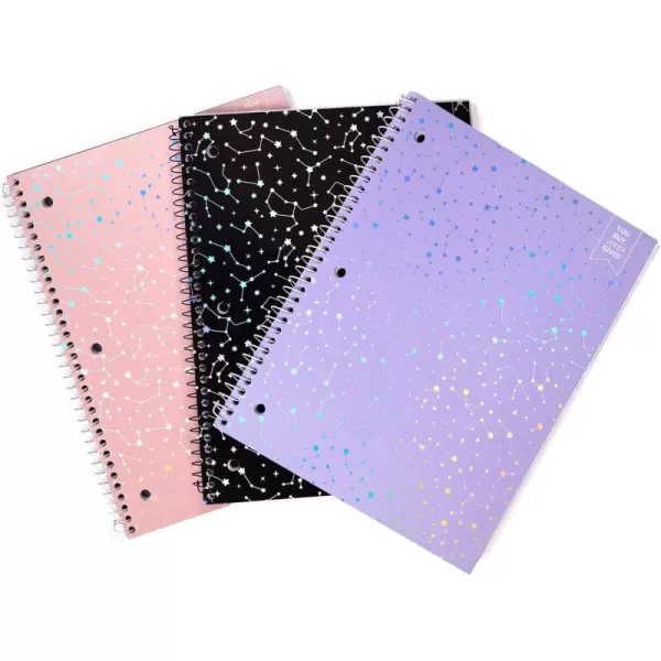 imageYoobi Barbie X College Ruled Spiral Notebook Set  3Pack of 1 Subject Notebooks Pink Blue ampamp Peach Barbie Designs  100 Perforated 3Hole Punched Sheets For School Office ampamp Home  105 x 8Holographic Constellation