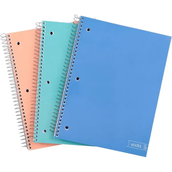 imageYoobi Barbie X College Ruled Spiral Notebook Set  3Pack of 1 Subject Notebooks Pink Blue ampamp Peach Barbie Designs  100 Perforated 3Hole Punched Sheets For School Office ampamp Home  105 x 8Blush  Mint  Blue