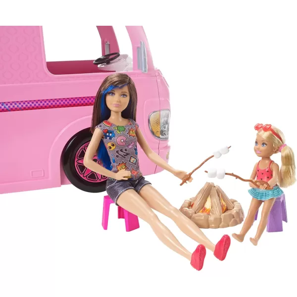 imageBarbie Camper Playset DreamCamper Toy Vehicle with 50 Accessories Including Furniture Pool ampamp Slide Hammocks ampamp FireplaceStandard Packaging