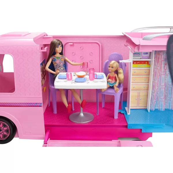 imageBarbie Camper Playset DreamCamper Toy Vehicle with 50 Accessories Including Furniture Pool ampamp Slide Hammocks ampamp FireplaceStandard Packaging