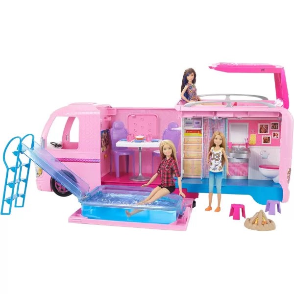 imageBarbie Camper Playset DreamCamper Toy Vehicle with 50 Accessories Including Furniture Pool ampamp Slide Hammocks ampamp FireplaceStandard Packaging