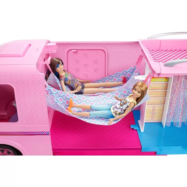 imageBarbie Camper Playset DreamCamper Toy Vehicle with 50 Accessories Including Furniture Pool ampamp Slide Hammocks ampamp FireplaceStandard Packaging