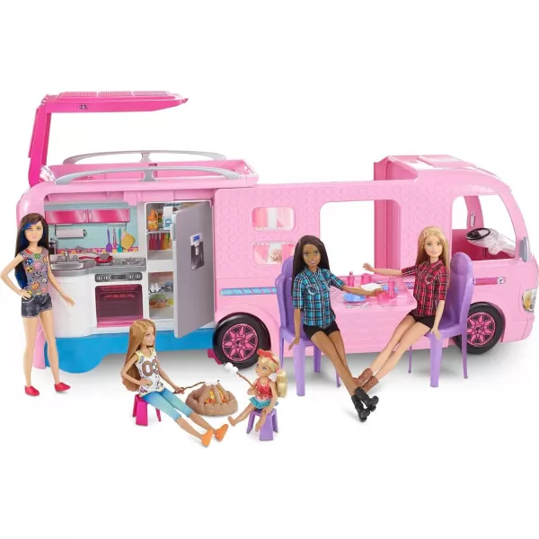 imageBarbie Camper Playset DreamCamper Toy Vehicle with 50 Accessories Including Furniture Pool ampamp Slide Hammocks ampamp FireplaceStandard Packaging