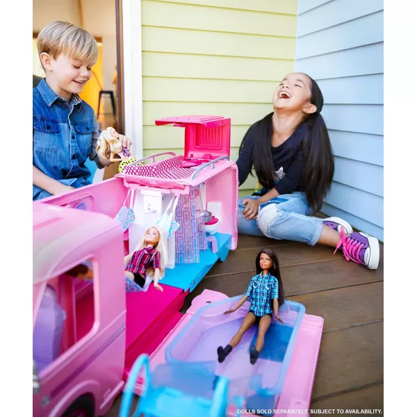 imageBarbie Camper Playset DreamCamper Toy Vehicle with 50 Accessories Including Furniture Pool ampamp Slide Hammocks ampamp FireplaceStandard Packaging