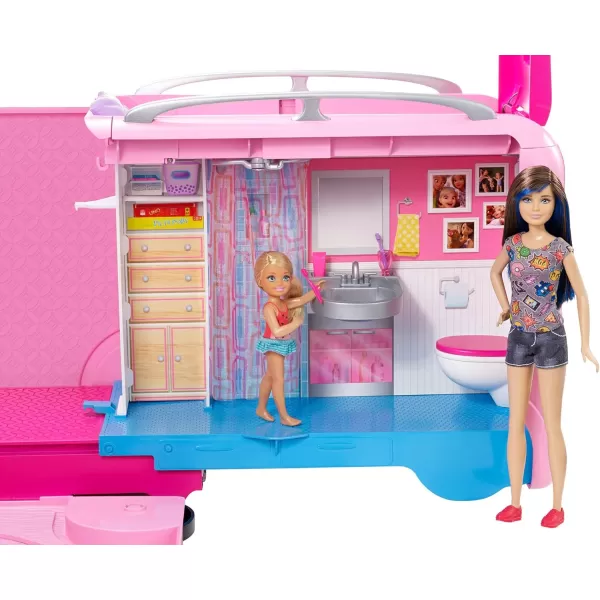 imageBarbie Camper Playset DreamCamper Toy Vehicle with 50 Accessories Including Furniture Pool ampamp Slide Hammocks ampamp FireplaceStandard Packaging