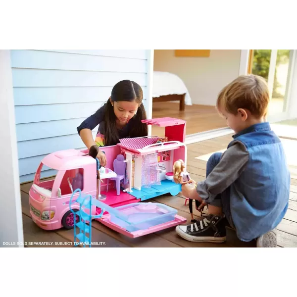 imageBarbie Camper Playset DreamCamper Toy Vehicle with 50 Accessories Including Furniture Pool ampamp Slide Hammocks ampamp FireplaceStandard Packaging