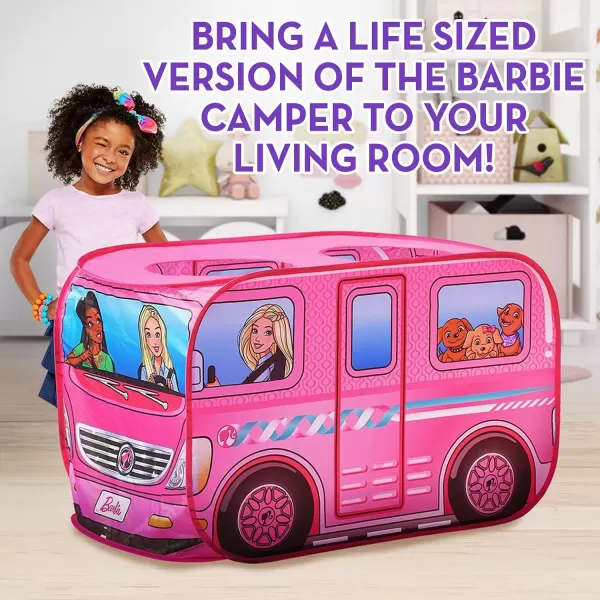 imageBarbie Camper Pop Up Play Tent  Large Princess Castle Tent for Girls  Folds for Easy Storage with Carrying Bag Included  Amazon Exclusive  Sunny Days Entertainment