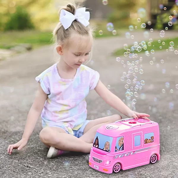 imageBarbie Dream Camper Bubble Machine  Vehicle Toy with Lights and Sounds for Kids  Bubble Solution Included  Sunny Days Entertainment