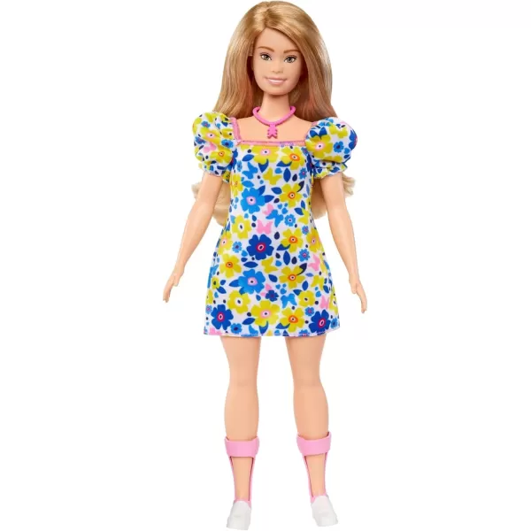 imageBarbie Fashionistas Doll 208 Doll with Down Syndrome Wearing Floral Dress Created in Partnership with The National Down Syndrome SocietyBlue pink white