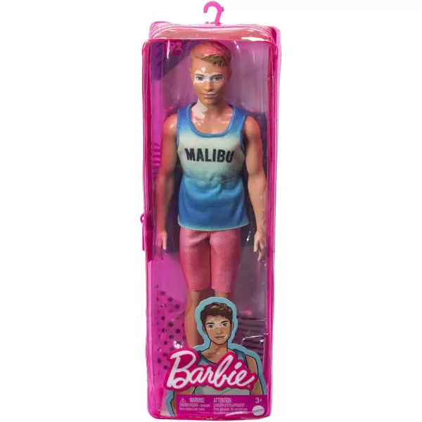 imageBarbie Fashionistas Ken Fashion Doll 192 with Brunette Cropped Hair ampamp Vitiligo in Malibu Tank Shorts ampamp Sandals