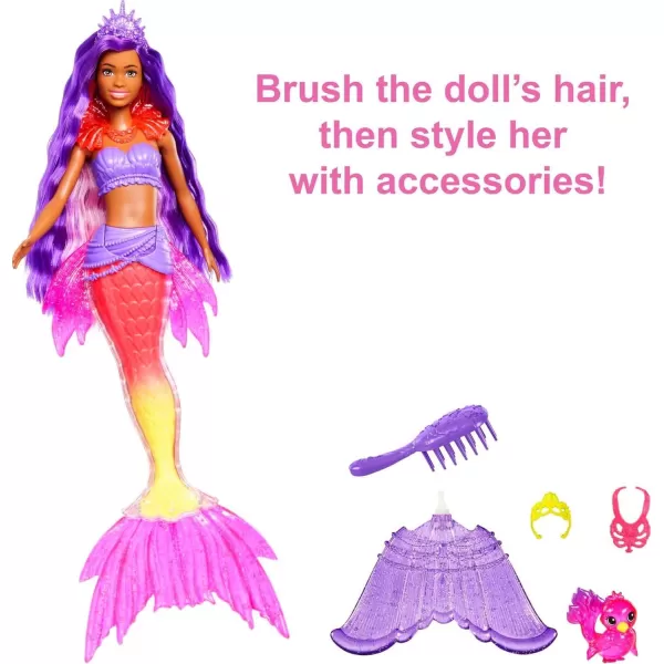 imageBarbie Mermaid Power Doll Set Barbie quotBrooklynquot Fashion Doll with Phoenix Pet ampamp Accessories Mermaid Toy with Interchangeable FinsBrooklyn