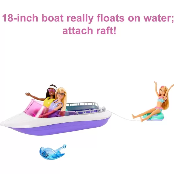 imageBarbie Mermaid Power Dolls ampamp Toy Boat Playset quotMalibuquot ampamp quotBrooklynquot in 18in Floating Boat with SeeThrough Bottom ampamp Accessories