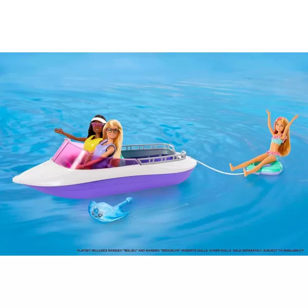 imageBarbie Mermaid Power Dolls ampamp Toy Boat Playset quotMalibuquot ampamp quotBrooklynquot in 18in Floating Boat with SeeThrough Bottom ampamp Accessories