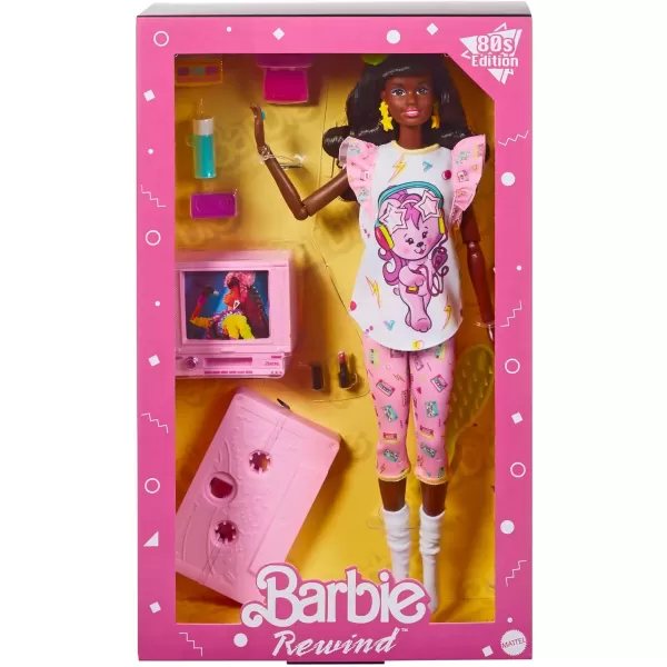 imageBarbie Rewind Doll ampamp Accessories with Curly Black Hair ampamp 1980sinspired Slumber Party Outfit Collectible ampamp DisplayableBlack purple