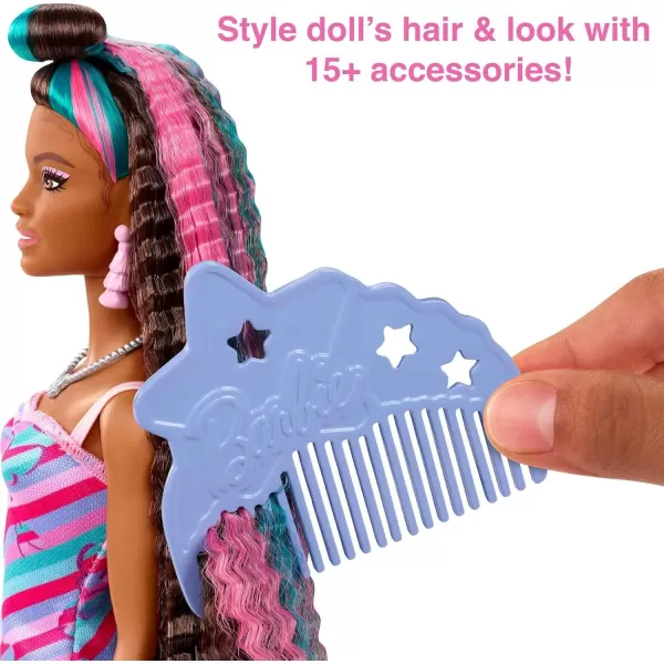 imageBarbie Totally Hair Doll FlowerThemed with 85inch Fantasy Hair ampamp 15 Styling Accessories 8 with ColorChange FeatureButterfly