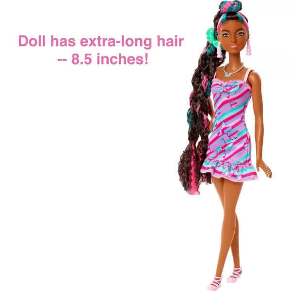 imageBarbie Totally Hair Doll FlowerThemed with 85inch Fantasy Hair ampamp 15 Styling Accessories 8 with ColorChange FeatureButterfly