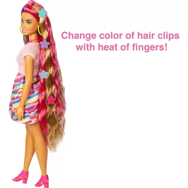 imageBarbie Totally Hair Doll FlowerThemed with 85inch Fantasy Hair ampamp 15 Styling Accessories 8 with ColorChange FeatureFlower