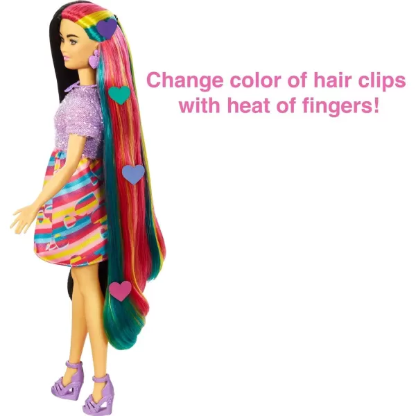 imageBarbie Totally Hair Doll FlowerThemed with 85inch Fantasy Hair ampamp 15 Styling Accessories 8 with ColorChange FeatureHeart