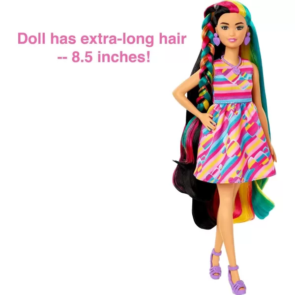 imageBarbie Totally Hair Doll FlowerThemed with 85inch Fantasy Hair ampamp 15 Styling Accessories 8 with ColorChange FeatureHeart