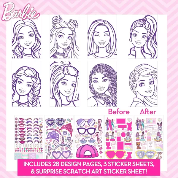 imageHorizon Group USA Barbie Makeup Artist Magazine Create Your Own Hair ampamp Makeup Looks Using 130 Stencils 180 Stickers Crayons Pretend Makeup ampamp More